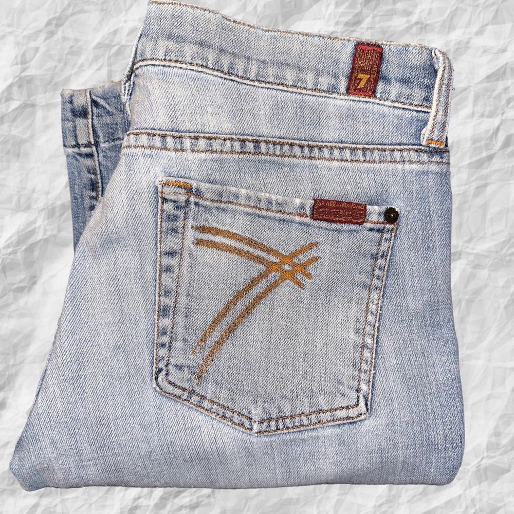 7For All Mankind Med Wash Dojo Flare Jeans Sz 29X33 Y2K